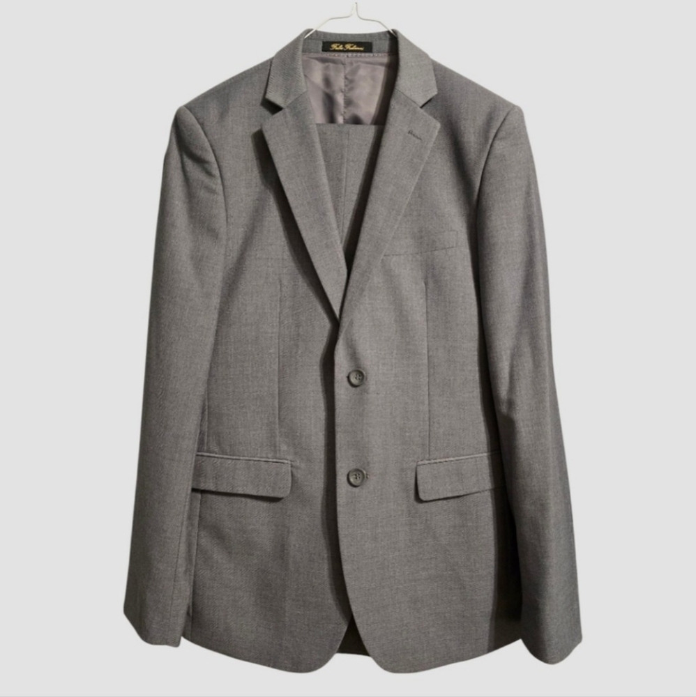 Men's Grey Two-Button Suit Jacket by